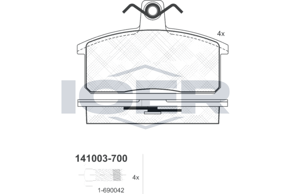 Handler.Part Brake pad set, disc brake ICER 141003700 1