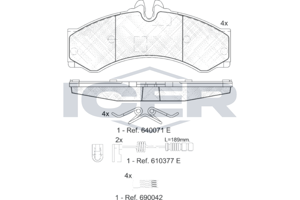 Handler.Part Brake pad set, disc brake ICER 141126203 1