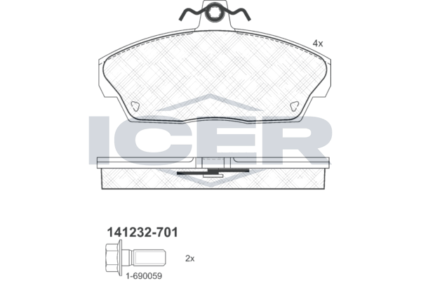 Handler.Part Brake pad set, disc brake ICER 141232701 1