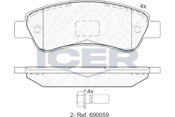 Handler.Part Brake pad set, disc brake ICER 141804 1