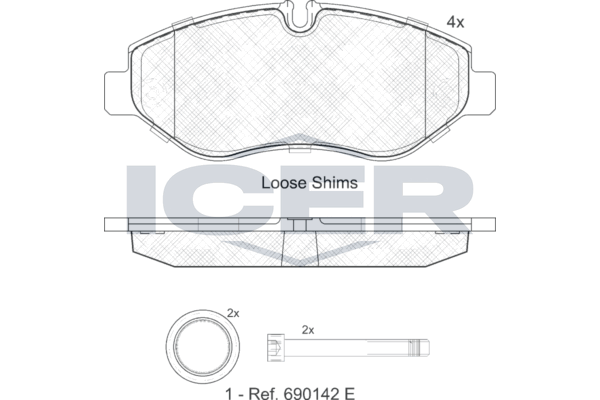 Handler.Part Brake pad set, disc brake ICER 141832 1