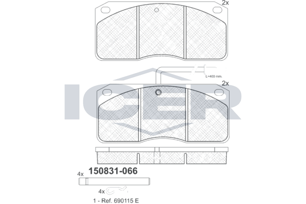 Handler.Part Brake pad set, disc brake ICER 150831 1