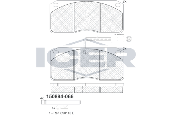 Handler.Part Brake pad set, disc brake ICER 150894066 1