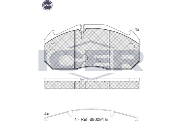 Handler.Part Brake pad set, disc brake ICER 151040G 1