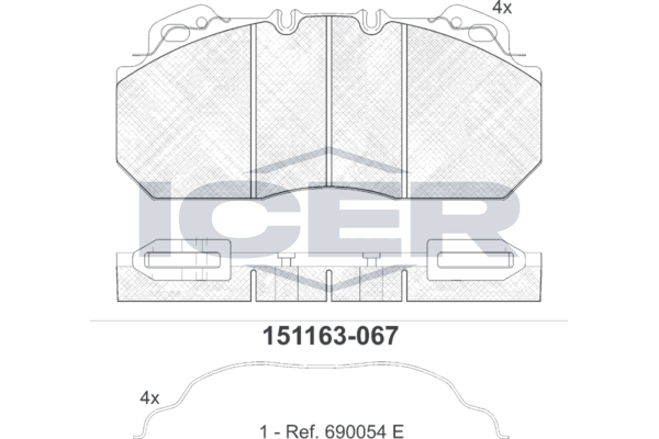 Handler.Part Brake pad set, disc brake ICER 151163 1