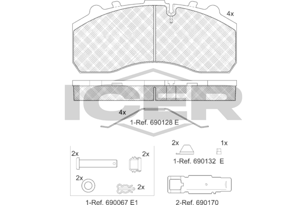 Handler.Part Brake pad set, disc brake ICER 151194073 1