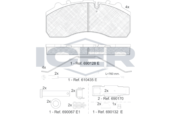 Handler.Part Brake pad set, disc brake ICER 151194225 1