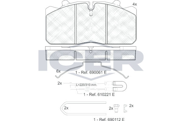 Handler.Part Brake pad set, disc brake ICER 151253113 1