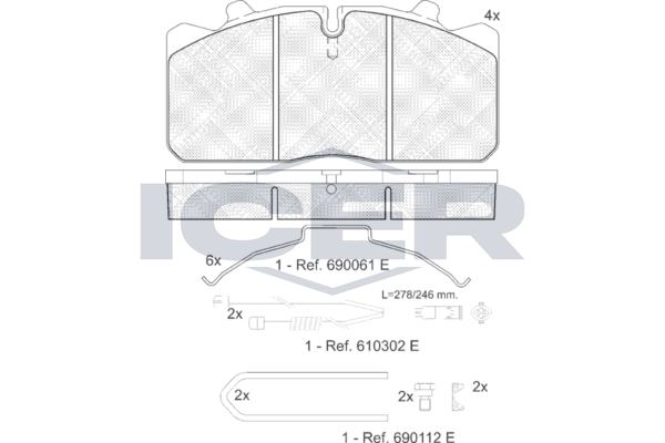 Handler.Part Brake pad set, disc brake ICER 151253120 1