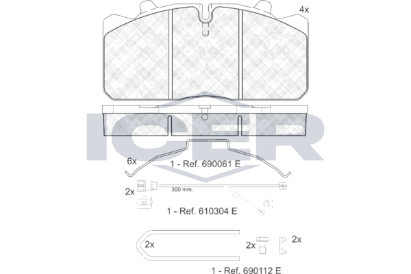 Handler.Part Brake pad set, disc brake ICER 151253122 1