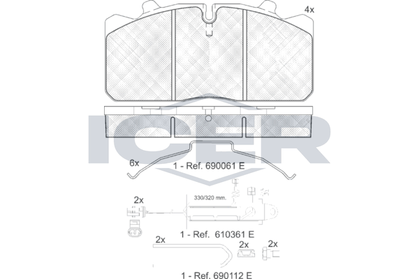 Handler.Part Brake pad set, disc brake ICER 151253124 1