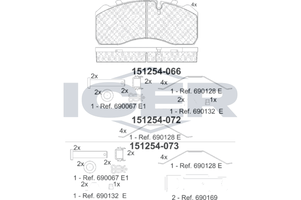 Handler.Part Brake pad set, disc brake ICER 151254072 1