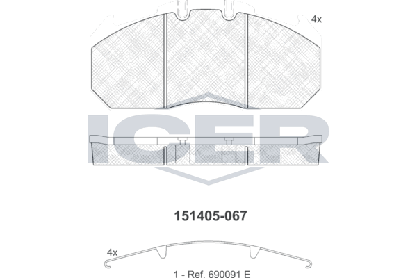 Handler.Part Brake pad set, disc brake ICER 151405 1