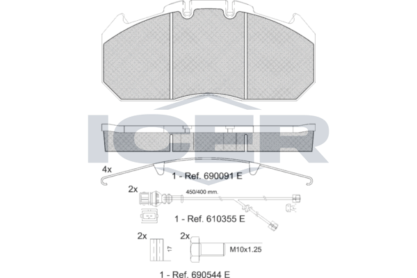 Handler.Part Brake pad set, disc brake ICER 151405122 1