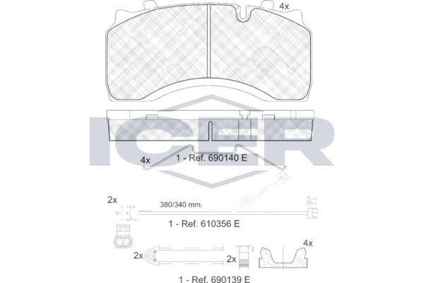 Handler.Part Brake pad set, disc brake ICER 151430124 1