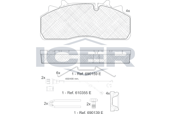 Handler.Part Brake pad set, disc brake ICER 151623122 1