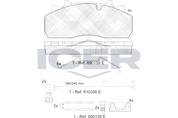 Handler.Part Brake pad set, disc brake ICER 151623124 1