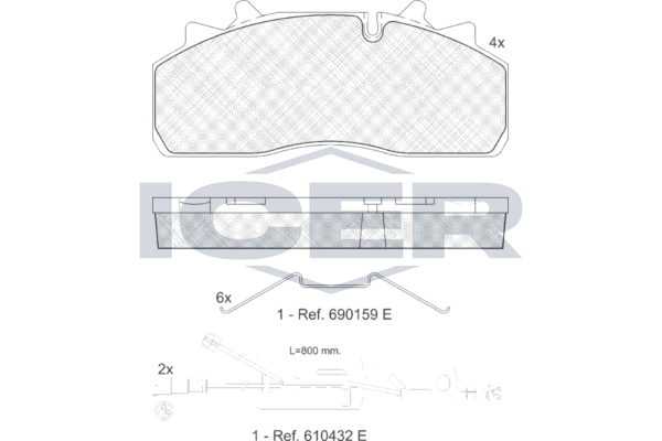 Handler.Part Brake pad set, disc brake ICER 151623225 1