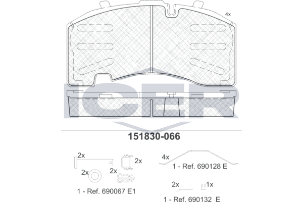 Handler.Part Brake pad set, disc brake ICER 151830 1