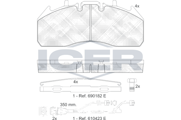 Handler.Part Brake pad set, disc brake ICER 151831122 1