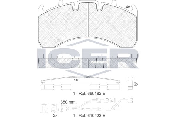 Handler.Part Brake pad set, disc brake ICER 151842122 1