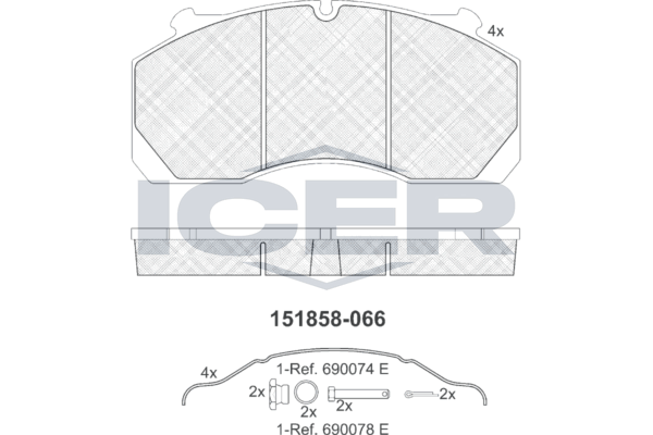 Handler.Part Brake pad set, disc brake ICER 151858 1