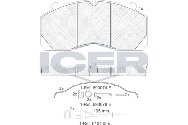 Handler.Part Brake pad set, disc brake ICER 151858228 1