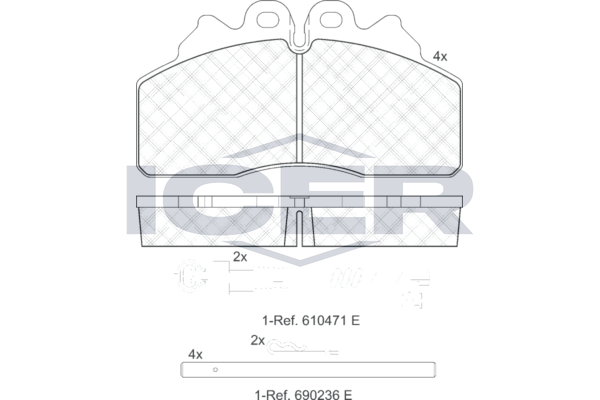 Handler.Part Brake pad set, disc brake ICER 151958117 1