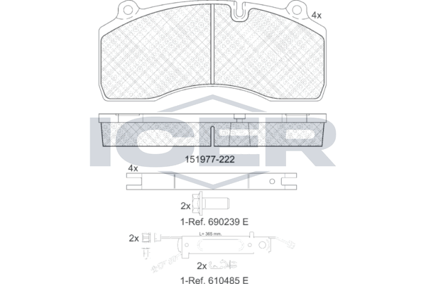 Handler.Part Brake pad set, disc brake ICER 151977222 1