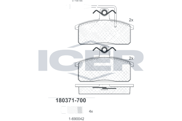 Handler.Part Brake pad set, disc brake ICER 180371700 1