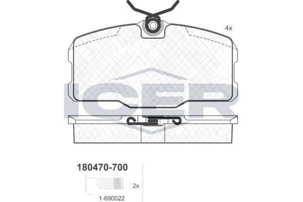 Handler.Part Brake pad set, disc brake ICER 180470700 1