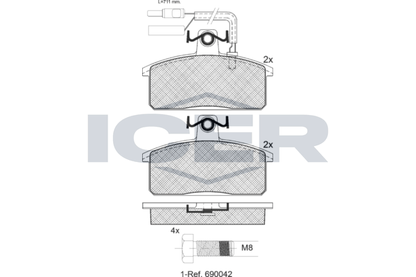 Handler.Part Brake pad set, disc brake ICER 180531700 1