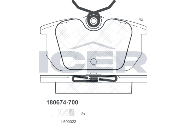 Handler.Part Brake pad set, disc brake ICER 180674700 1