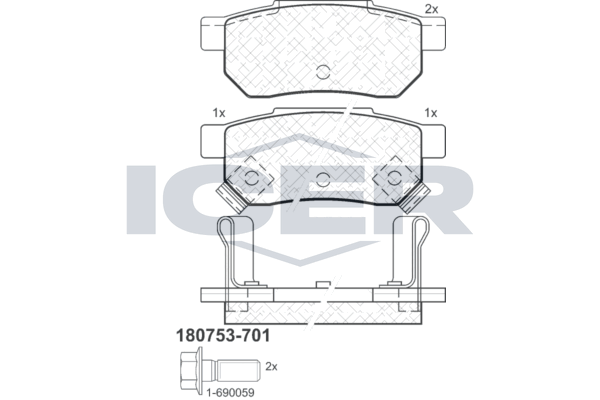 Handler.Part Brake pad set, disc brake ICER 180753701 1