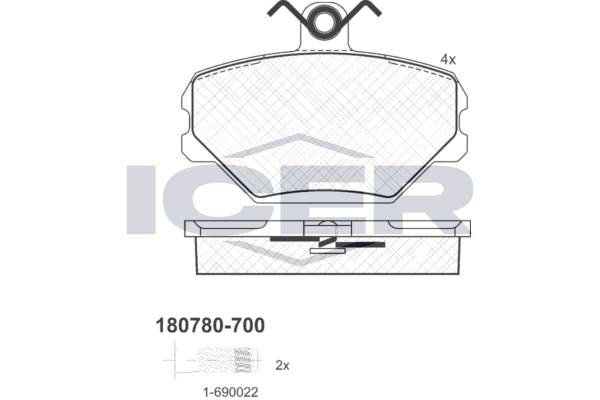 Handler.Part Brake pad set, disc brake ICER 180780700 1