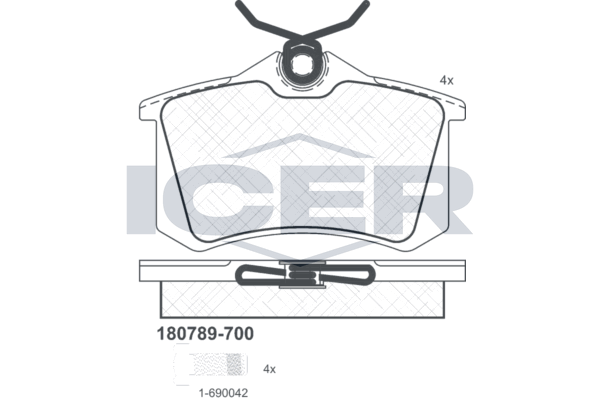 Handler.Part Brake pad set, disc brake ICER 180789700 1