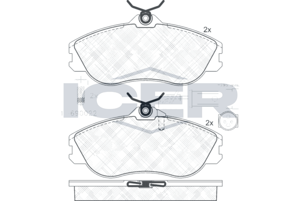 Handler.Part Brake pad set, disc brake ICER 180873202 1