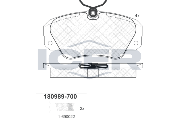 Handler.Part Brake pad set, disc brake ICER 180989700 1