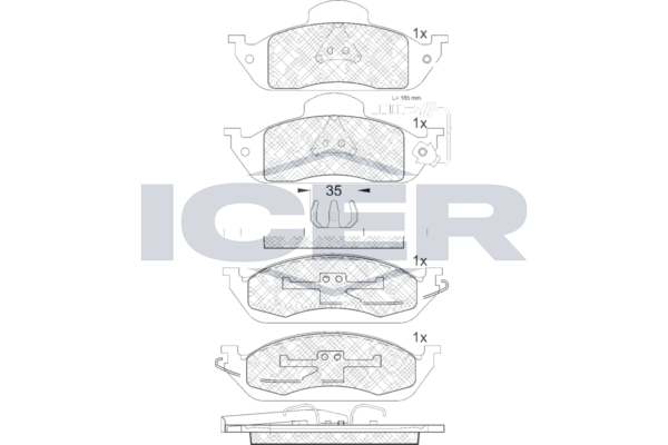 Handler.Part Brake pad set, disc brake ICER 181276 1