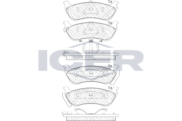 Handler.Part Brake pad set, disc brake ICER 181277 1