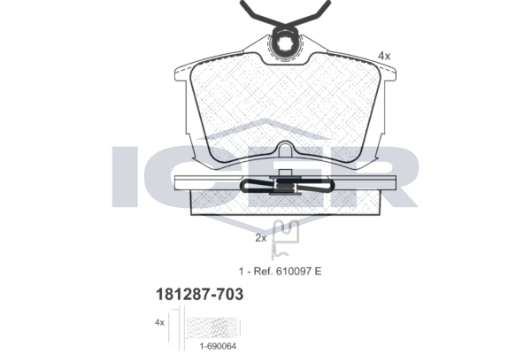 Handler.Part Brake pad set, disc brake ICER 181287703 1