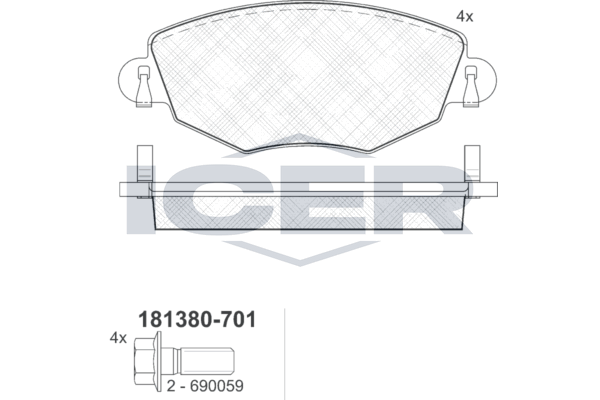 Handler.Part Brake pad set, disc brake ICER 181380701 1