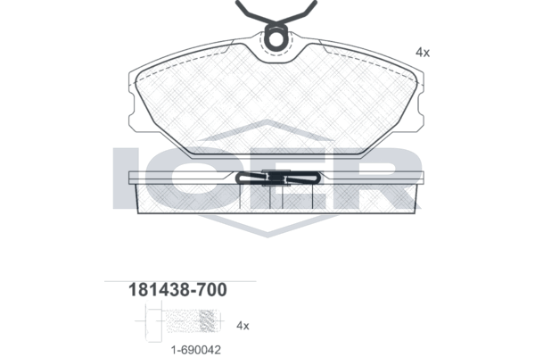 Handler.Part Brake pad set, disc brake ICER 181438700 1