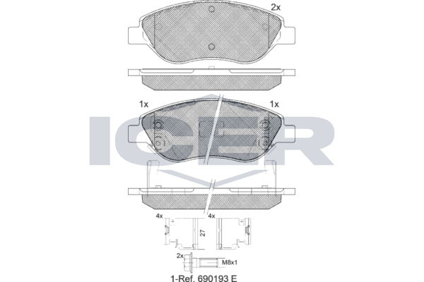 Handler.Part Brake pad set, disc brake ICER 181445208 1