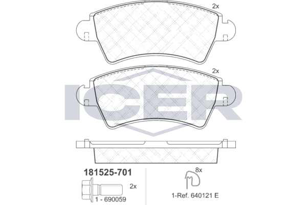 Handler.Part Brake pad set, disc brake ICER 181525701 1