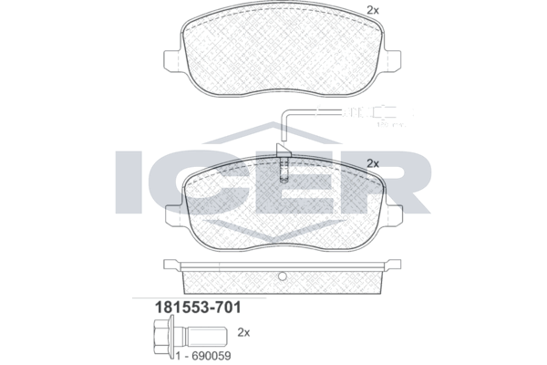 Handler.Part Brake pad set, disc brake ICER 181553701 1