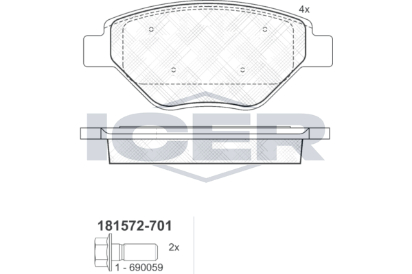 Handler.Part Brake pad set, disc brake ICER 181572701 1