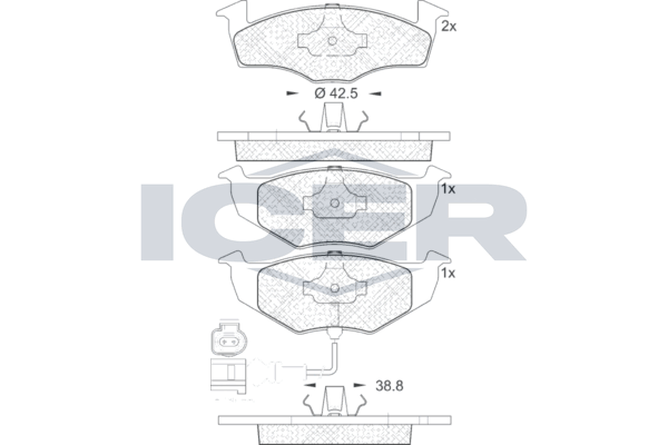 Handler.Part Brake pad set, disc brake ICER 181590 1