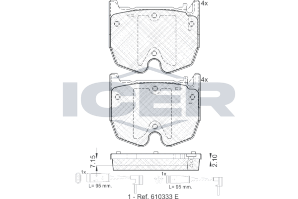 Handler.Part Brake pad set, disc brake ICER 181591 1