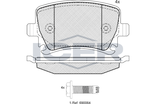 Handler.Part Brake pad set, disc brake ICER 181600703 1